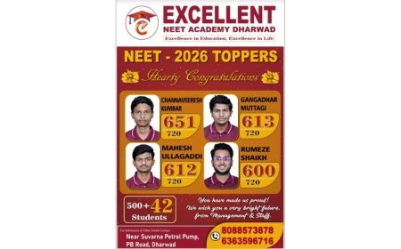 Excellent NEET Academy Dharwad Delivers Outstanding NEET 2026 Results; 42 Students Score Above 500 Marks
